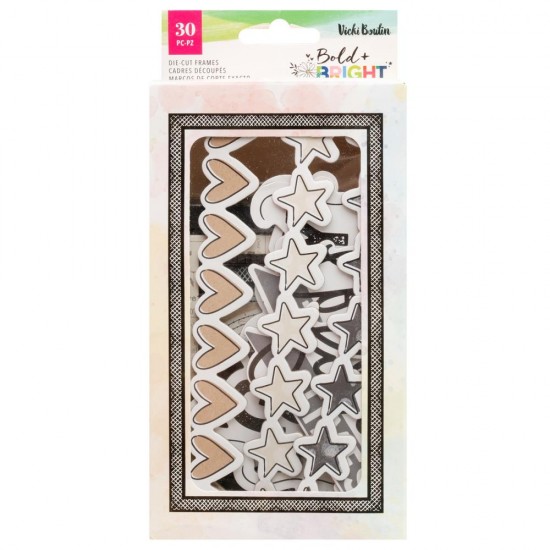 Vicki Boutin - Éphéméra en chipboard collection «Bold + Bright» 30 pièces